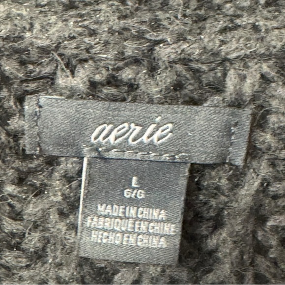 Aerie Oversized Lace Up Sweater Wool Alpaca Blend Knit Womens Grey Large V Neck - Picture 8 of 9